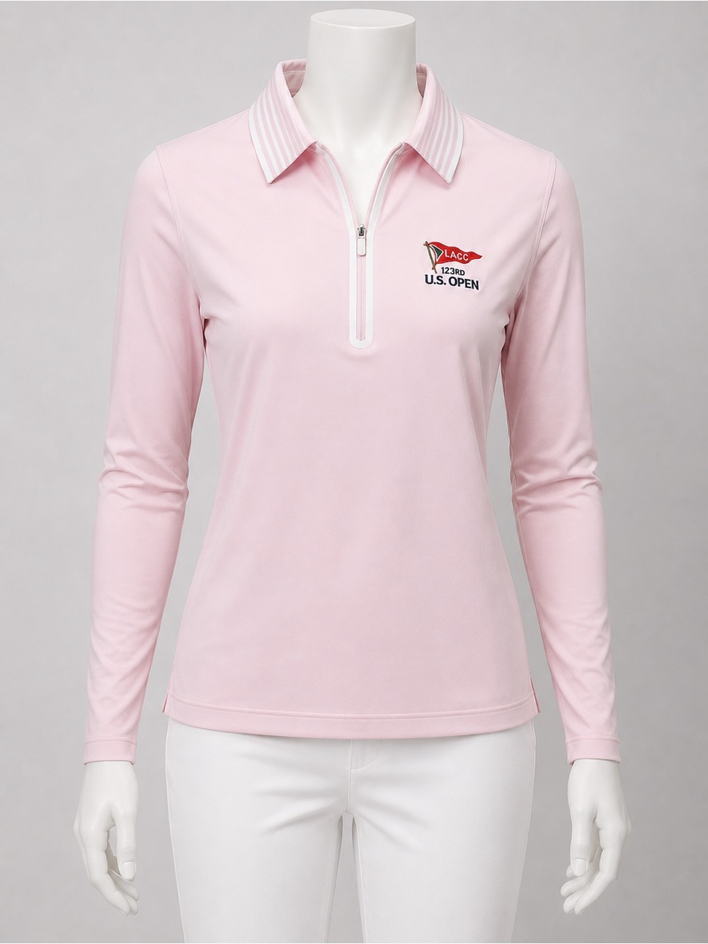 G/FORE US Open Women's Light Pink Long-Sleeve Polo Zip Top
